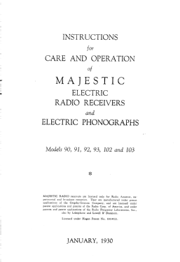 Majestic 102 Ch= 100-B; Grigsby-Grunow - (ID = 2817016) Radio