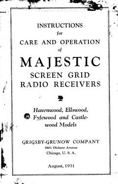 Majestic Fyfewood 154 Ch= 15-B; Grigsby-Grunow - (ID = 2815103) Radio