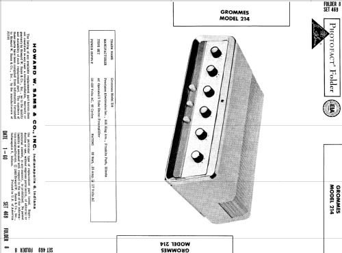 Stereo Pre-Amplifier 214; Grommes Precision (ID = 605343) Ampl/Mixer