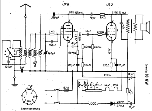 Type 88GW / Einkreiser 88 GW; Grundig Radio- (ID = 498579) Radio