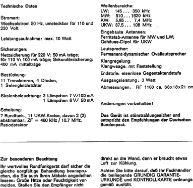 Alltransistor RF1100 Ch= CS150; Grundig Radio- (ID = 2750355) Radio