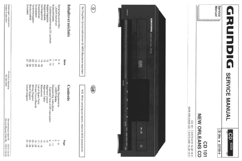 Compact Disc Player CD 101; Grundig Radio- (ID = 1499736) R-Player