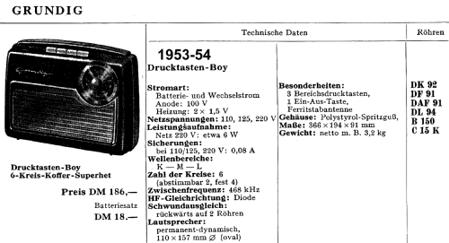 Drucktasten-Boy 53; Grundig Radio- (ID = 703152) Radio