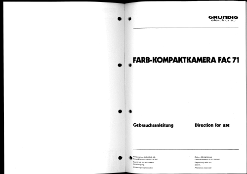 Farbkamera FAC71; Grundig Radio- (ID = 2113271) TV-studio