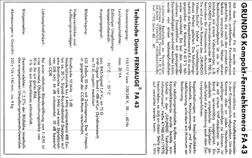 Fernauge FA 43; Grundig Radio- (ID = 2056825) TV-studio