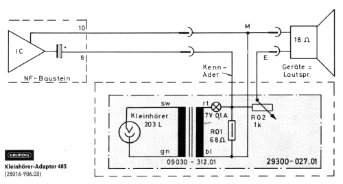 Kleinhörer-Adapter 483; Grundig Radio- (ID = 464743) Speaker-P