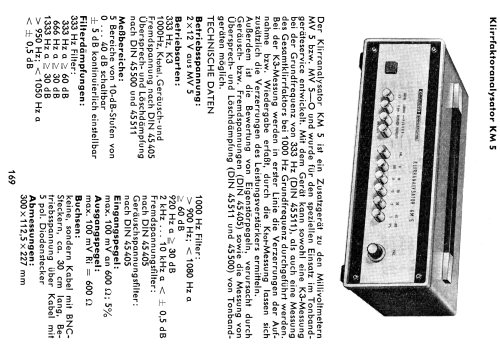 Klirranalysator KM5; Grundig Radio- (ID = 1796562) Equipment