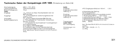 Kompakt-Regie AVR-1000; Grundig Radio- (ID = 2078140) Divers