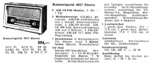 Konzertgerät 4017 Stereo; Grundig Radio- (ID = 107518) Radio