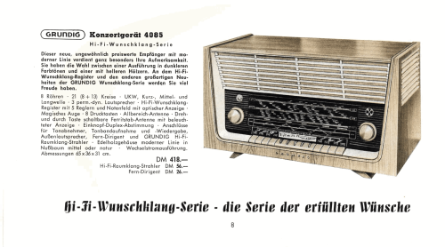 Konzertgerät 4085; Grundig Radio- (ID = 2085507) Radio