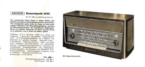 Konzertgerät 4090 HiFi Zauberklang; Grundig Radio- (ID = 2085508) Radio
