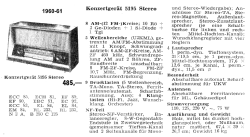 Konzertgerät 5195 Stereo; Grundig Radio- (ID = 1595197) Radio