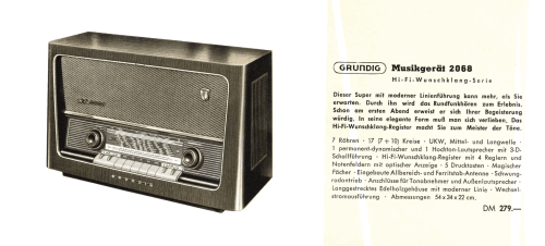 Musikgerät 2068; Grundig Radio- (ID = 2085483) Radio