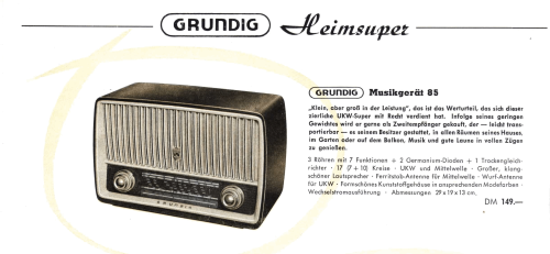 Musikgerät 85; Grundig Radio- (ID = 2085447) Radio