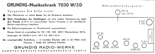 Musikschrank 7030W/3D; Grundig Radio- (ID = 2840952) Radio