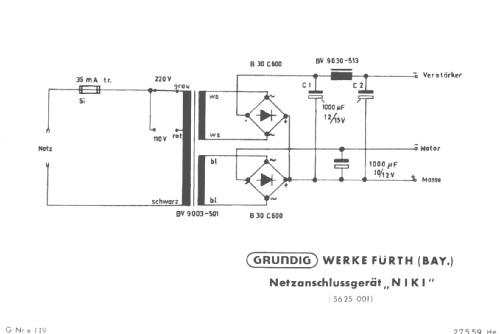 NIKI Netzanschlussgerät 5625-001; Grundig Radio- (ID = 1628618) Aliment.