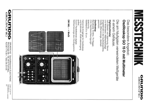 Oszilloskop GO15D; Grundig Radio- (ID = 2058186) Equipment