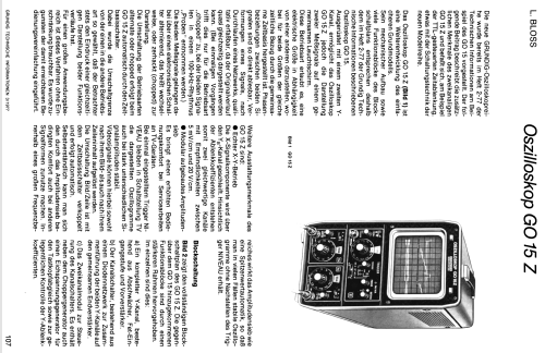 Oszilloskop GO15Z; Grundig Radio- (ID = 1440686) Ausrüstung