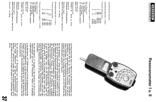 Resonanzmeter I 709; Grundig Radio- (ID = 2040284) Equipment