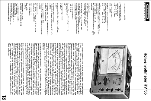 Röhrenvoltmeter RV55; Grundig Radio- (ID = 2038983) Equipment