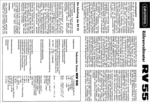 Röhrenvoltmeter RV55; Grundig Radio- (ID = 58738) Equipment