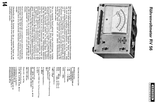 Röhrenvoltmeter RV56; Grundig Radio- (ID = 2038994) Equipment