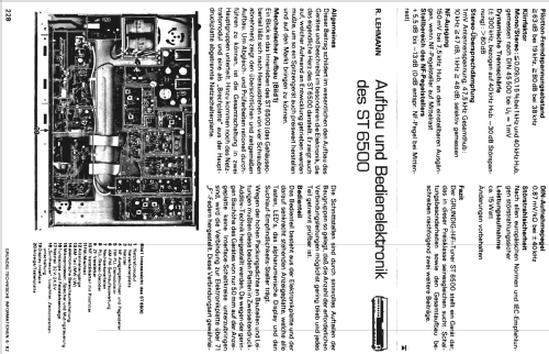 FM-AM Quartz Synthesizer Tuner ST-6500; Grundig Radio- (ID = 1462972) Radio