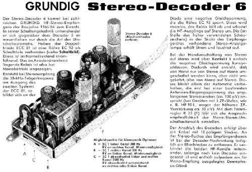 Stereo-Automatic-Decoder 6 ; Grundig Radio- (ID = 50136) mod-past25