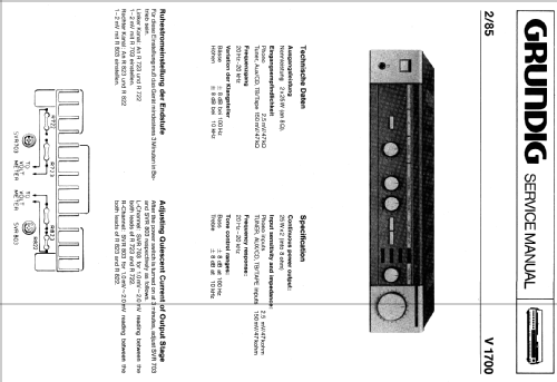 Stereoverstärker V-1700; Grundig Radio- (ID = 469045) Ampl/Mixer