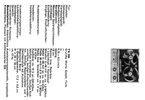 TK240 Automatic; Grundig Radio- (ID = 160785) Ton-Bild