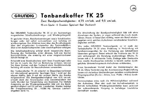 TK25; Grundig Radio- (ID = 1443917) Ton-Bild