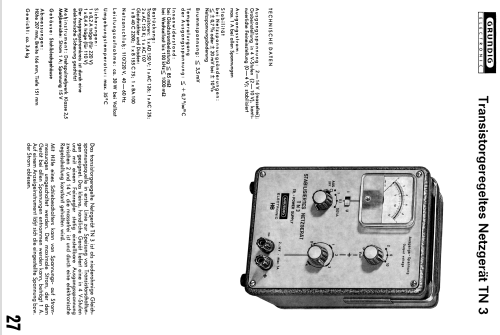 Transistor Netzgerät TN3; Grundig Radio- (ID = 2039686) Equipment