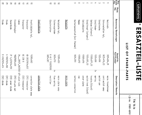 Transistor-Netzteil TN-14b; Grundig Radio- (ID = 2175148) A-courant
