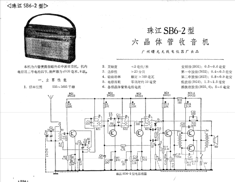 Zhujiang 珠江 SB6-2; Guangzhou 广州曙光无线电仪器厂 (ID = 777019) Radio