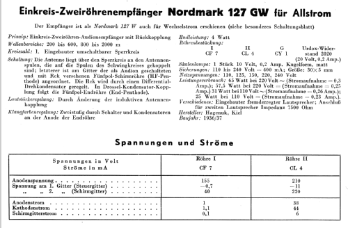 Nordmark 127GW; Hagenuk N&K, (ID = 83059) Radio