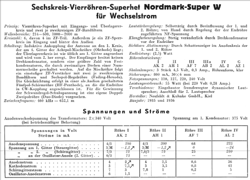 Nordmark-Super W; Hagenuk N&K, (ID = 83068) Radio