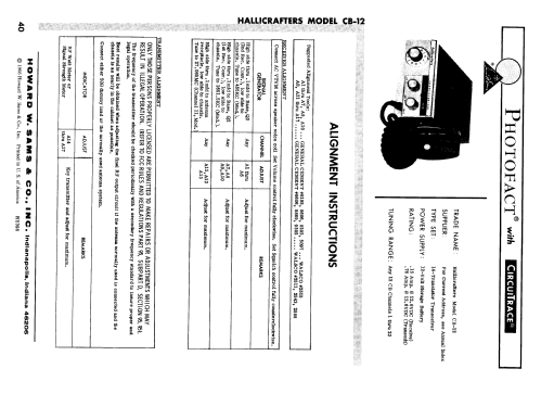 CB Mobile Transceiver CB-12; Hallicrafters, The; (ID = 1355352) Citizen