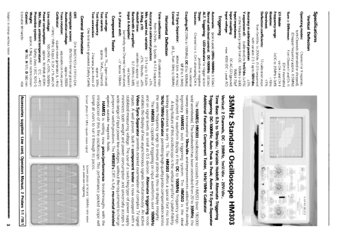 35 MHz Analog Oscilloscope HM303-6; HAMEG GmbH, (ID = 1645876) Equipment