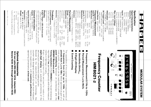 1GHz Counter HM8021-2; HAMEG GmbH, (ID = 1088986) Equipment