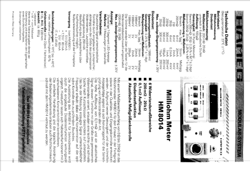 Milliohm Meter HM8014; HAMEG GmbH, (ID = 963086) Equipment