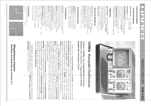 Oscilloscope HM103; HAMEG GmbH, (ID = 718606) Equipment