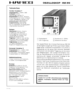 Oscilloscope HM 312-6; HAMEG GmbH, (ID = 2940888) Equipment