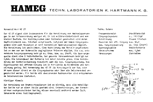 Vorverstärker für Oszilloskope HZ27; HAMEG GmbH, (ID = 1398596) Equipment