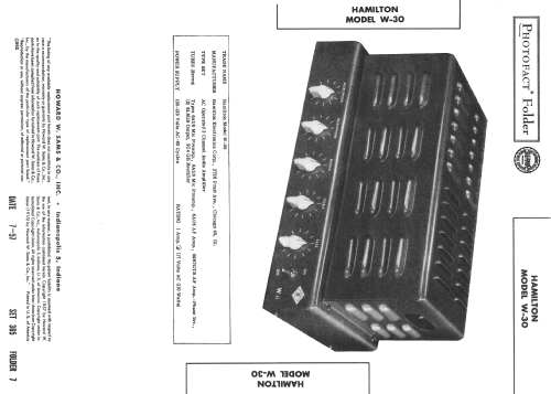 Hamilton W-30 ; Hamilton Electronics (ID = 2410668) Ampl/Mixer