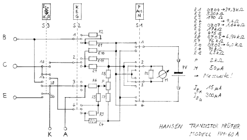 Transistor Prüfer HM-60A; Hansen Electric (ID = 519381) Equipment