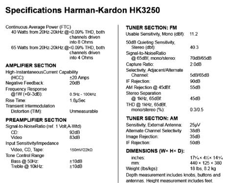 Stereo AM/FM Receiver HK 3250; Harman Kardon; New (ID = 2386871) Radio