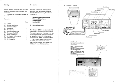 Harvard 40 Channel CB Mobile Transceiver 420M; Harris Overseas Ltd. (ID = 2344313) Citizen