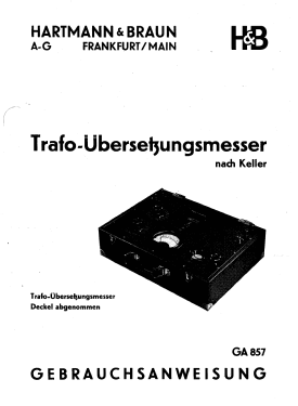 Trafo-Übersetzungsmesser GA 857; Hartmann & Braun AG; (ID = 3004055) Equipment