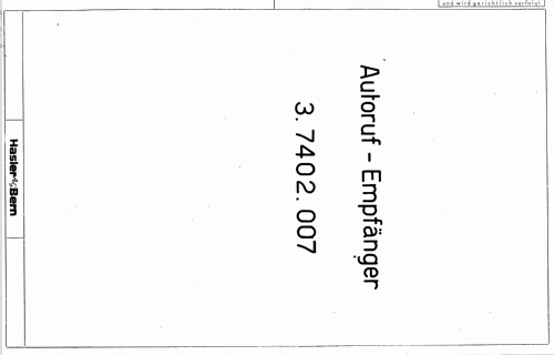 Autoruf-Empfänger 3.7402.007; Hasler AG; Bern (ID = 1480359) Commercial Re