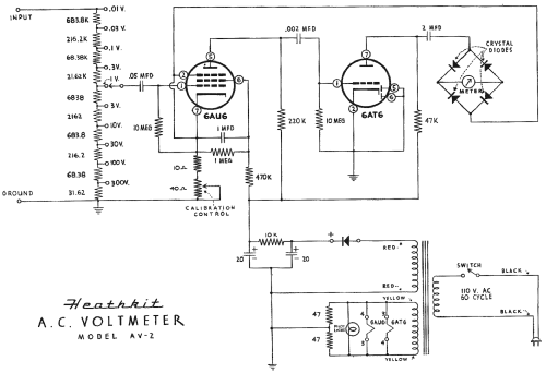 AC Voltmeter AV-2; Heathkit Brand, (ID = 126322) Equipment